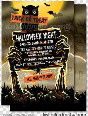 Clip Art Zombie Graveyard Adult Halloween   Adult Party Flyers Halloween  HD Png Download