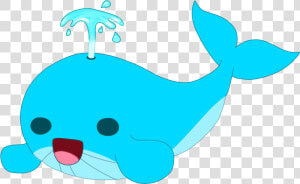 Kawaii Blue Whale Spouting   Cartoon  HD Png Download