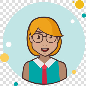 Blond Short Hair Lady With Red Tie Icon   Cartoon Girl With Curly Hair And Glasses  HD Png Download