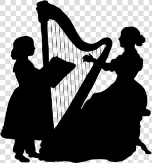 Woman Playing The Harp Silhouette   Lady Playing Harp Silhouette  HD Png Download