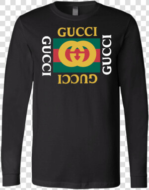 Tt0084 Gucci Logo Long Sleeve T shirt   Long sleeved T shirt  HD Png Download