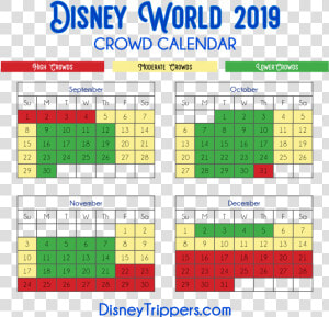 Photo Of Disney World Crowd Calendar September Through   Disney Crowd Calendar 2020  HD Png Download