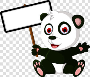 Cute Panda With Sign Board Clipart   Png Download   Cute Cartoon With Board  Transparent Png