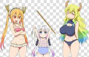  lucoa  tohru  kana  misskabayashimaid   Miss Kobayashi  39 s Dragon Maid Beach  HD Png Download