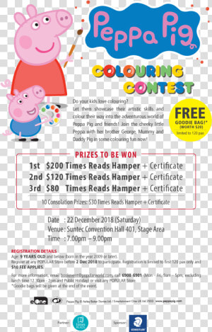 Peppa Pig Colouring Contest   Colouring Competition Singapore 2018  HD Png Download