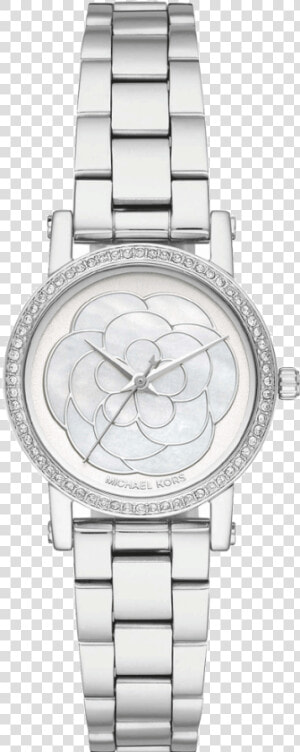 Michael Kors Petite Norie   Michael Kors Silver Flower Watch  HD Png Download