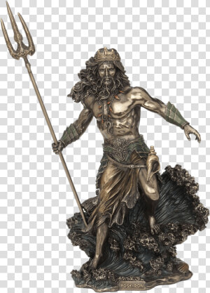 Bronze Poseidon With Trident Statue   Poseidon Statues  HD Png Download