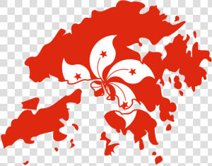 Hong Kong Flag map   Hong Kong Flag And Map  HD Png Download