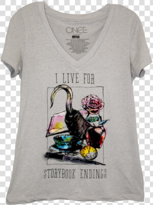 A V Neck T Shirt With Watercolor Images Of A Hook    Live For Storybook Endings Shirt  HD Png Download