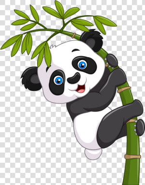 Giant Royalty free Panda Illustration Cartoon Free   Panda On Bamboo Tree Drawing  HD Png Download