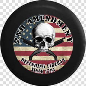 Skull Flag Crossed Guns America Defending Freedom 1791   Emblem  HD Png Download