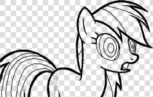 Hypnotized Rainbow Dash Lineart   Rainbow Dash My Little Pony Drawing Hair  HD Png Download