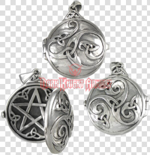 Silver Celtic Swirl Locket With Hidden Pentacle   Sterling Silver Pentacle Locket  HD Png Download