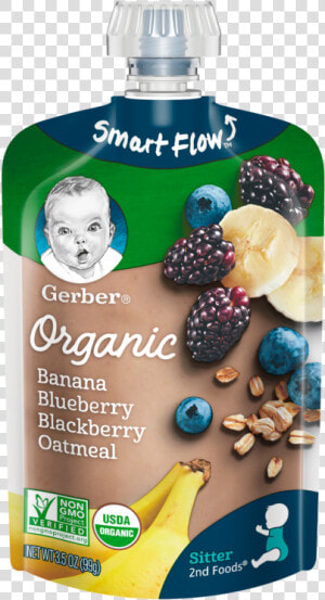 Banana Blueberry Blackberry Oatmeal   Gerber Organic Pear Peach Strawberry  HD Png Download