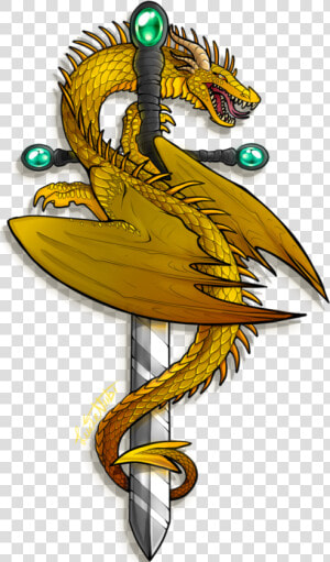 Dragon Wings Wrapped Around Sword  HD Png Download