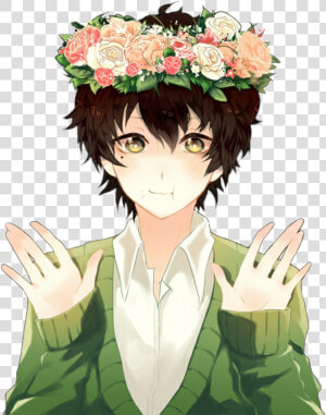 Hair plant hand brown Character art   Cute Anime Boy With Black Hair  HD Png Download