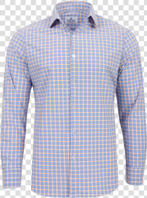 Mizzen Main Charleston Orange cobalt Crosshatch Button   Long sleeved T shirt  HD Png Download