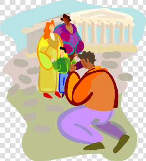 Vector Illustration Of Tourists On Vacation Near Landmark   Illustration  HD Png Download