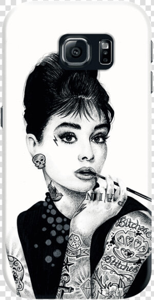 Dailyobjects Audrey Hepburn Inked Case For Samsung   Tattooed Audrey Hepburn Print  HD Png Download