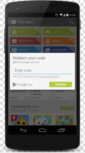 Redeem A Card   Google Play Card For Android  HD Png Download