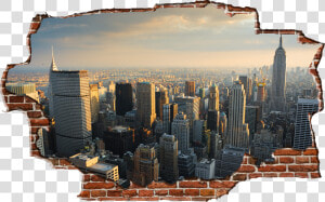 Zapwalls Decals Breaking Wall New York City Skyline   New York City  HD Png Download