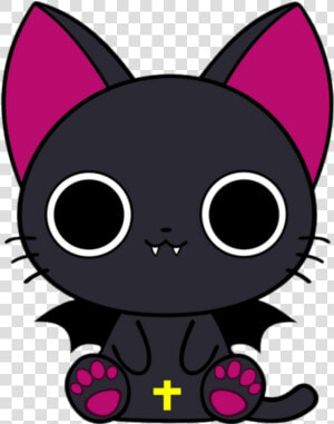  kawaii  black  cat  bat  wings  halloween   Black Cat Kawaii Halloween  HD Png Download