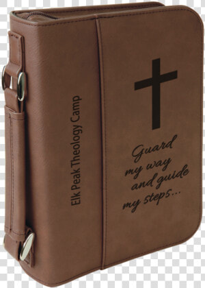 Dark Brown Leatherette Book bible Cover With Zipper  HD Png Download