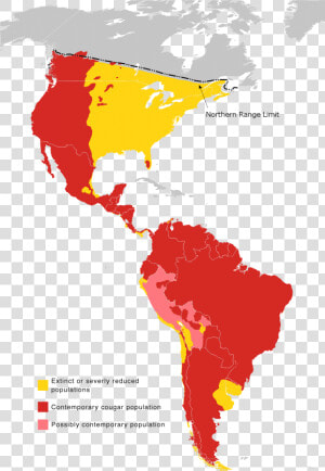 Cougar Range Map 2010   Latin America  HD Png Download