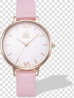 Classic Rose Gold Marble Dial Wrist Watch With Leather   Watch  HD Png Download