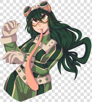 Green Anime Fictional Character   Tsuyu Asui Transparent  HD Png Download