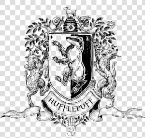 Hufflepuff Crest Black And White  HD Png Download