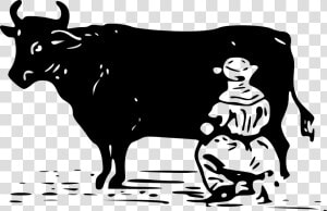 Milking A Cow Clip Arts   Milking Cow Black And White  HD Png Download