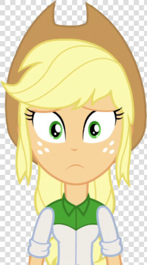 1585694 Applejack Artist Thebarsection Clothes Confused   Applejack Mlp Equestria Girls Sad  HD Png Download