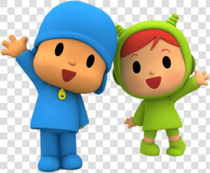 Pocoyo And Nina Waving   Pocoyo E Nina  HD Png Download