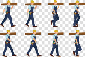 Carpenter Man Walking Cycle Vector   Walk Cycle  HD Png Download