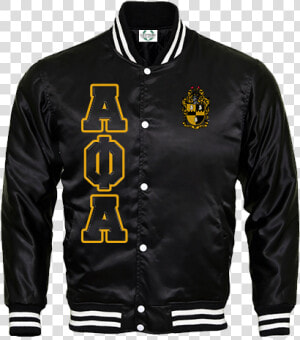 Alpha Phi Alpha Satin Bomber Jacket   Varsity Jacket Blue And White  HD Png Download