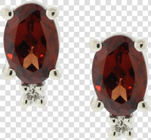 14k White Gold Red Garnet  amp  Diamond Earrings   Earrings  HD Png Download