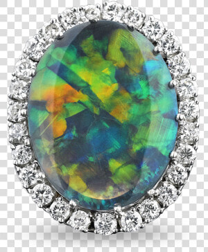 Black Opal And Diamond Ring    Black Opal In Jewelry  HD Png Download