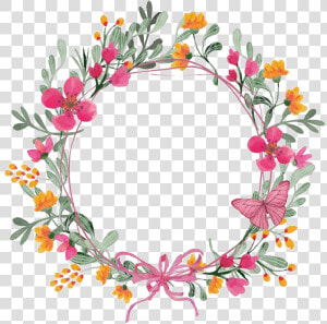 Modern Floral Garland Png Clipart   Flower And Butterfly Wreath  Transparent Png