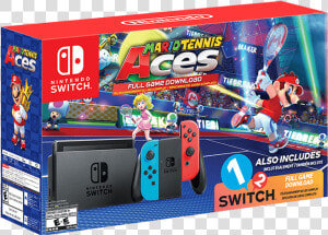 Nintendo Switch With Neon Blue And Neon Red Joy Con    Nintendo Switch With Mario Tennis Aces  HD Png Download