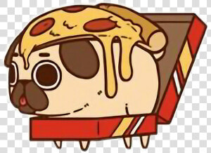 Cute Kawaii Pug Chibi Food Pizzafreetoedit   Puglie Pizza  HD Png Download