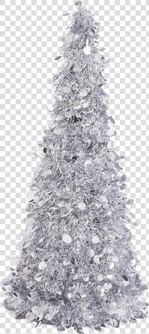 Silver Tinsel Png File   Silver Christmas Tree Table Decor  Transparent Png