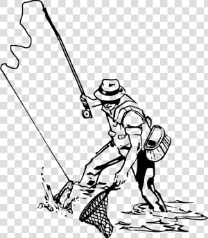 Rod Drawing Fishing Equipment   Fly Fishing Man Drawing  HD Png Download