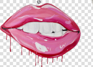 Tongue   Png Download   Lips With Bubble Gum Drawing  Transparent Png