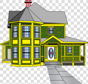 Gingerbread House Clip Arts   Green And Yellow House  HD Png Download