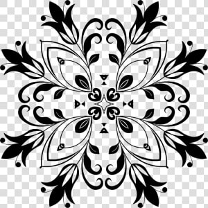 Flourishing Floral Design Big   Bunga Hitam Putih Png  Transparent Png