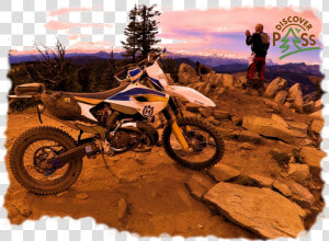 Husqvarna Motorcycle And Rider On Scenic Mountaintop  HD Png Download