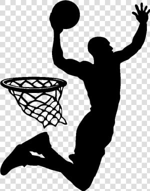 Slam Dunk Basketball Player Silhouette Sport   Dunking Basketball Player Silhouette  HD Png Download