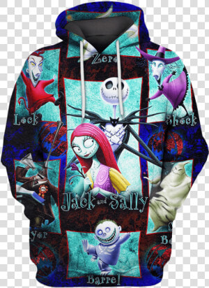 3d Jack And Sally Nightmare Before Christmas Hoodie   Nightmare Before Christ Mans Cast  HD Png Download