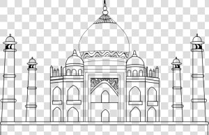 Line Art medieval Architecture symmetry   Drawing For Taj Mahal  HD Png Download